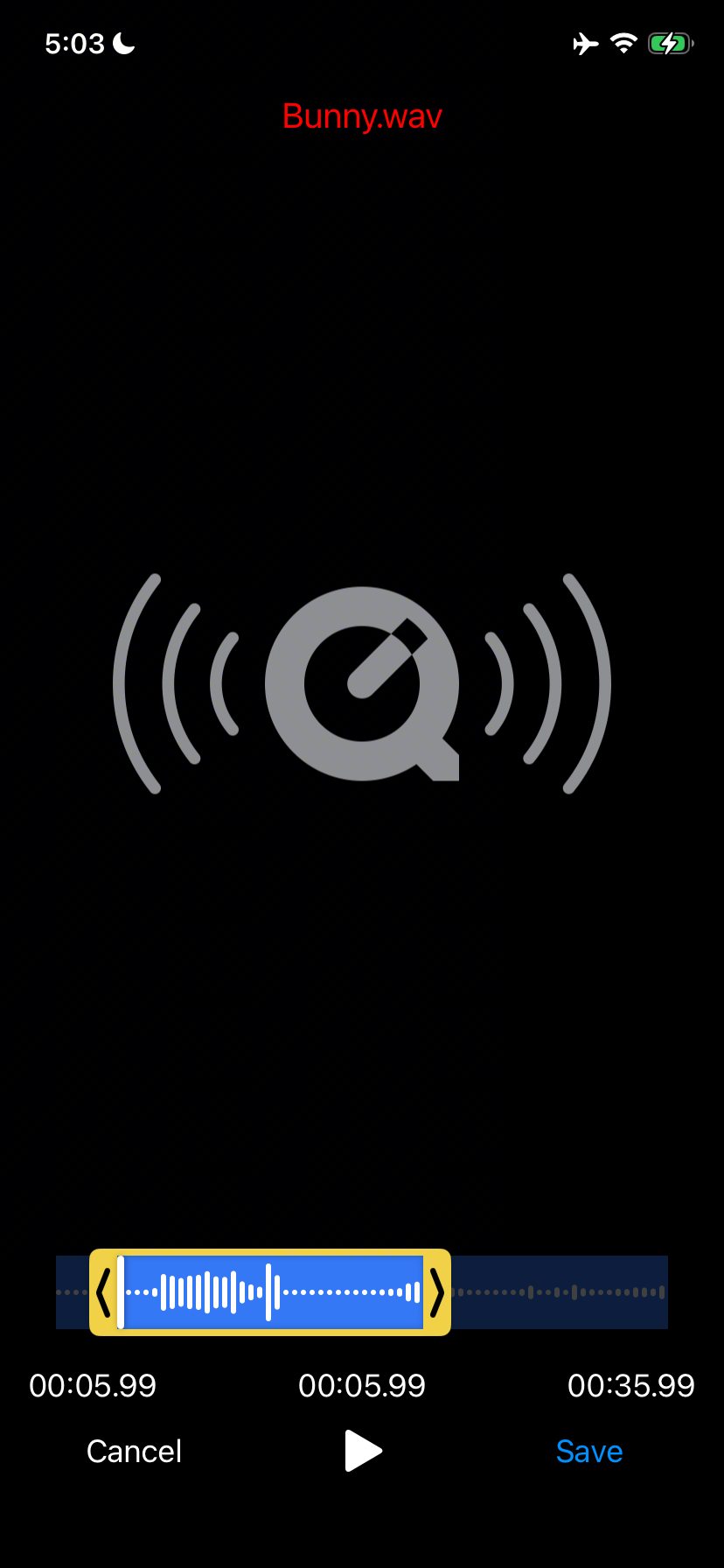 Audio waveform in the iOS editor