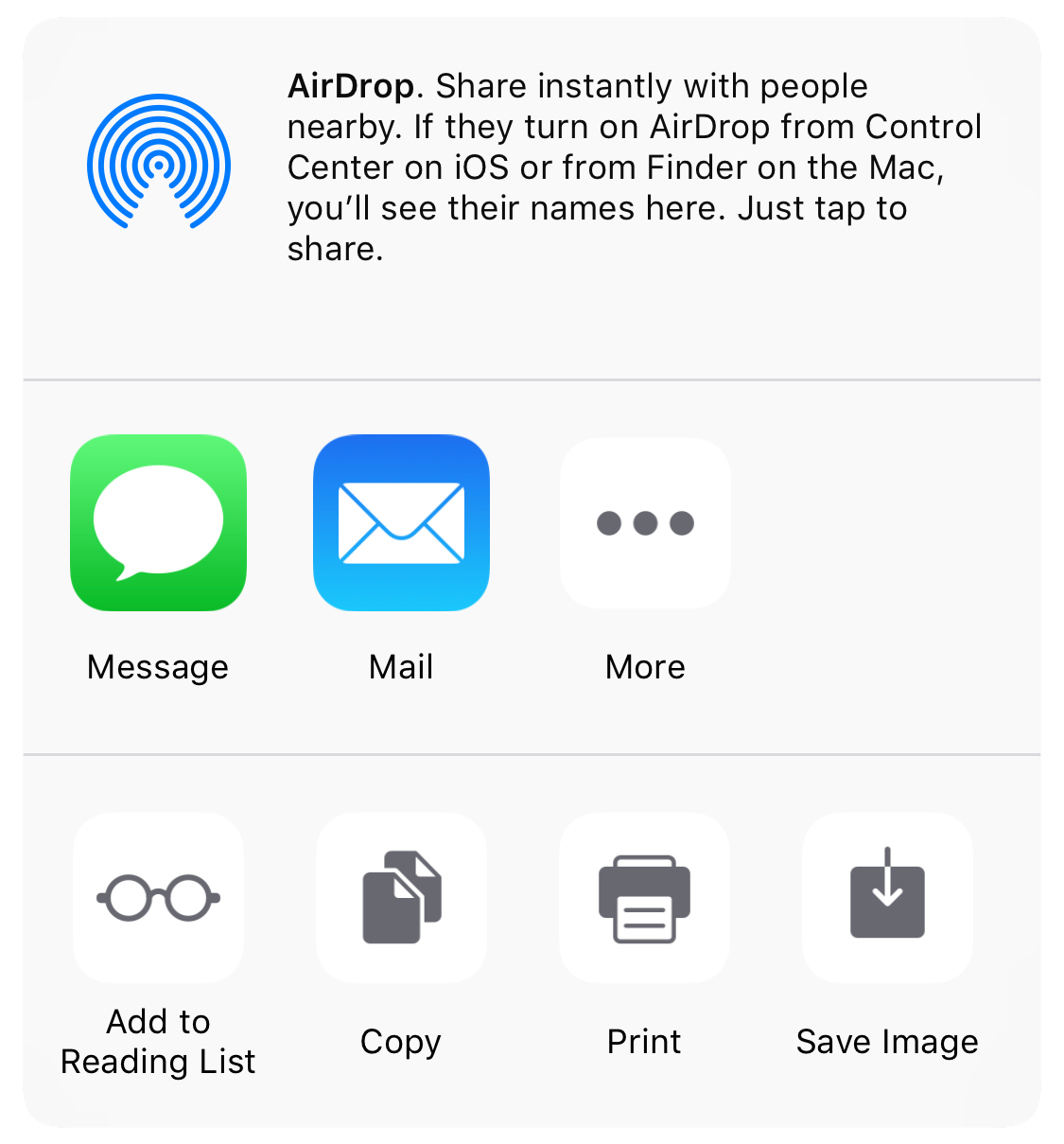 Sharing an output through the share sheet